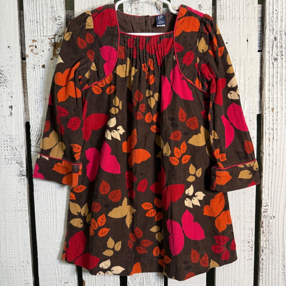 Y2K Baby Gap Toddler Girls 4 Yrs Corduroy Dress Fall '08 Long Sleeve Brown Retro